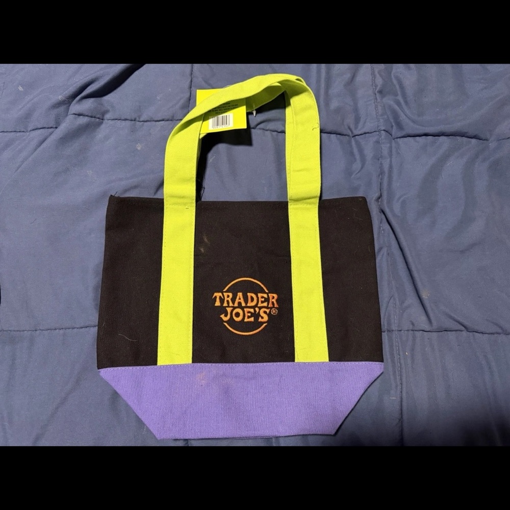 Trader Joe's Black and Purple Tote Bag